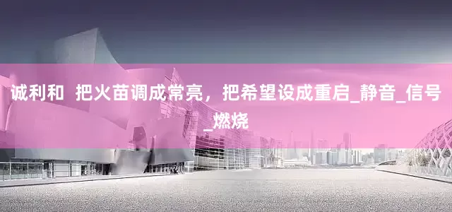 诚利和  把火苗调成常亮，把希望设成重启_静音_信号_燃烧