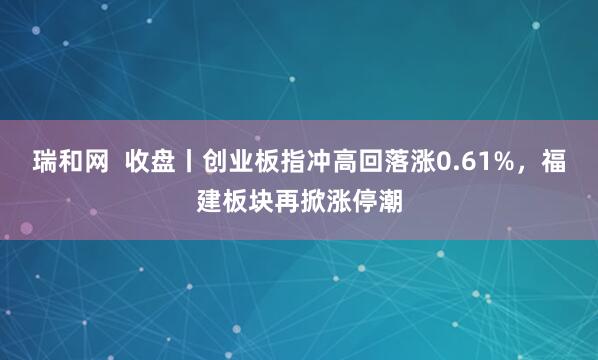 瑞和网  收盘丨创业板指冲高回落涨0.61%，福建板块再掀涨停潮